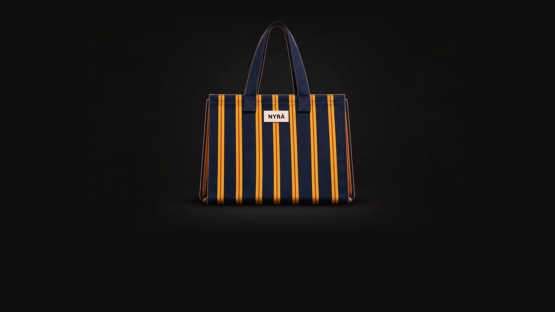 Nyra navy and yellow striped tote bag